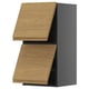 METOD Wall cabinet horizontal w 2 doors, black-grey/Voxtorp oak effect, 40x80 cm