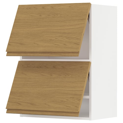 Modern wooden kitchen cabinet, natural oak, square shape, minimalist design.