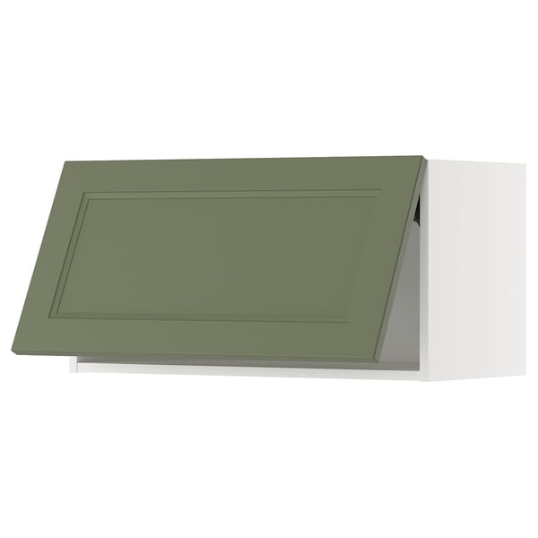 METOD Wall cabinet horizontal w push-open, white/Axstad grey-green, 80x40 cm