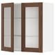 METOD Wall cabinet w shelves/2 glass drs, white Enköping/brown walnut effect, 80x80 cm