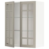 METOD Wall cabinet w shelves/2 glass drs, white/Stensund beige, 80x100 cm