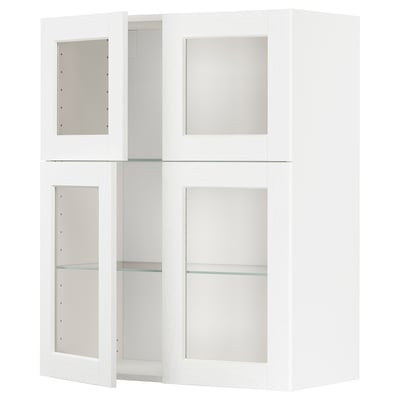METOD Wall cabinet w shelves/4 glass drs, white Enköping/white wood effect, 80x100 cm