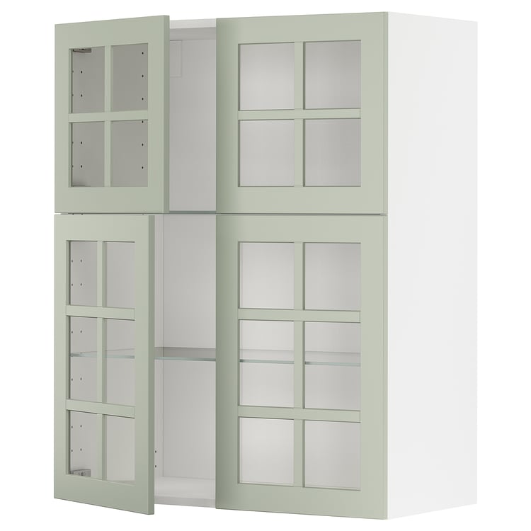 METOD wall cabinet with shelves/4 glass doors, white/Stensund light ...