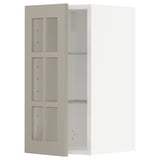 METOD Wall cabinet w shelves/glass door, white/Stensund beige, 30x60 cm