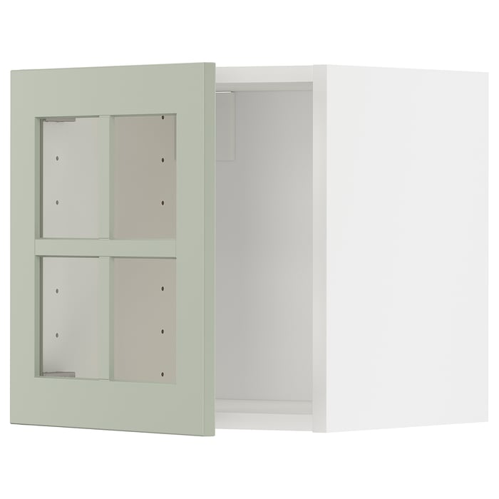 METOD wall with glass door, white/Stensund light green, 40x40