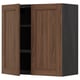 METOD Wall cabinet with shelves/2 doors, black Enköping/brown walnut effect, 80x80 cm