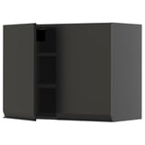 METOD Wall cabinet with shelves/2 doors, black-grey/Upplöv matt anthracite, 80x60 cm