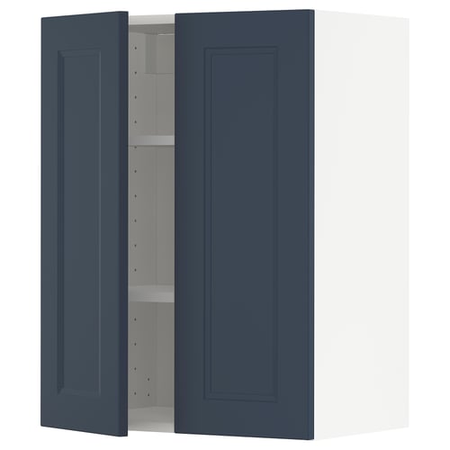 METOD kitchen cabinet in blue with adjustable shelves and reversible door.