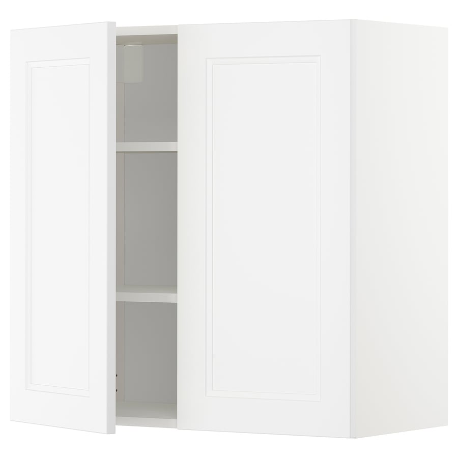METOD wall with shelves/2 doors, white/Axstad matt white, 80x80