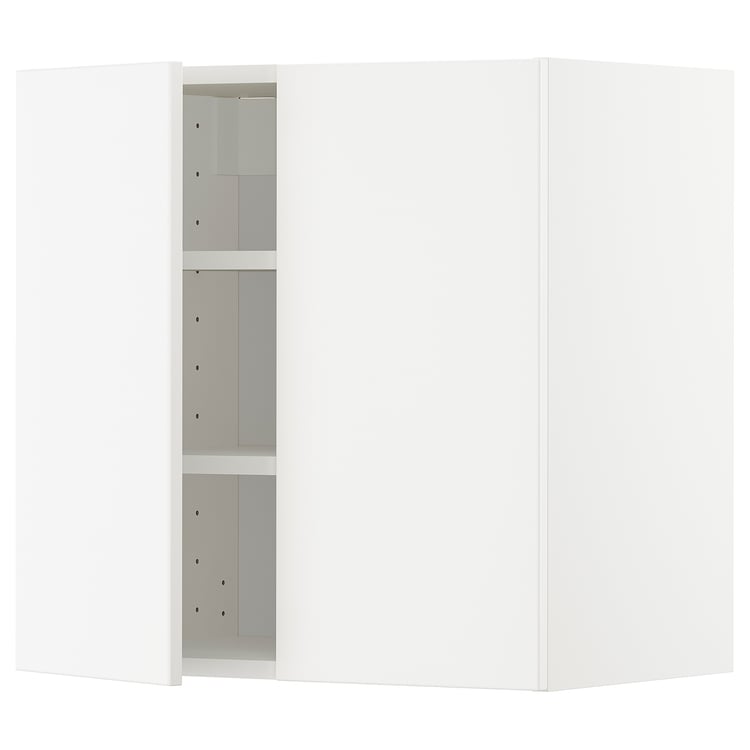 METOD wall with shelves/2 doors, white/Veddinge white, 60x60 cm