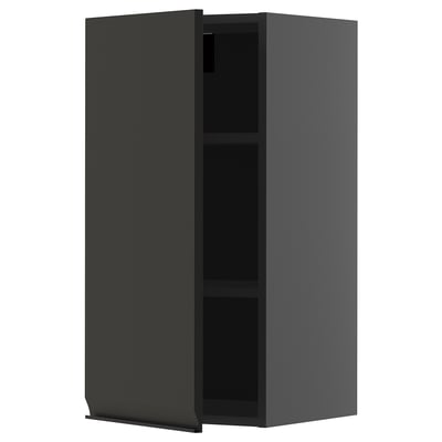 METOD Wall cabinet with shelves, black-grey/Upplöv matt anthracite, 40x80 cm