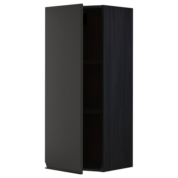 METOD Wall cabinet with shelves, black/Upplöv matt anthracite, 40x100 cm