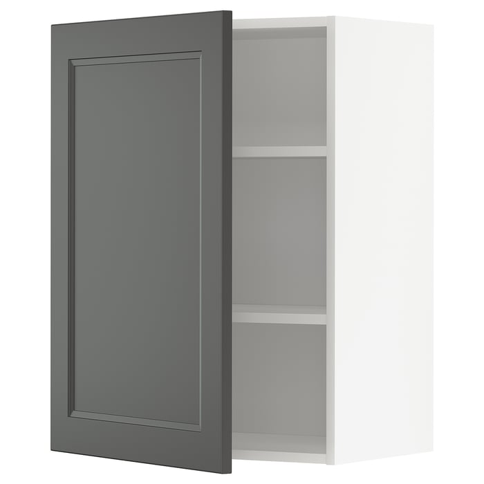 METOD wall with shelves, white/Axstad dark grey, 60x80 cm IKEA