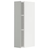 METOD Wall cabinet with shelves, white/Havstorp light grey, 20x80 cm