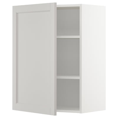 METOD Wall cabinet with shelves, white/Lerhyttan light grey, 60x80 cm