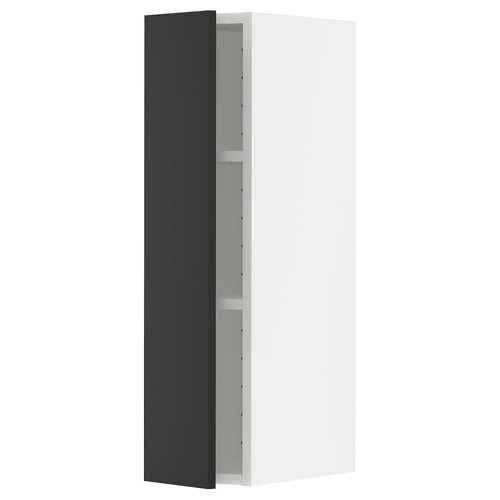 METOD wall cabinet, black & white, modern, rectangular, sleek design.