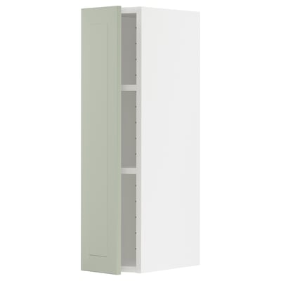 METOD Wall cabinet with shelves, white/Stensund light green, 20x80 cm