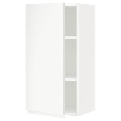 METOD Wall cabinet with shelves, white/Voxtorp matt white, 40x80 cm