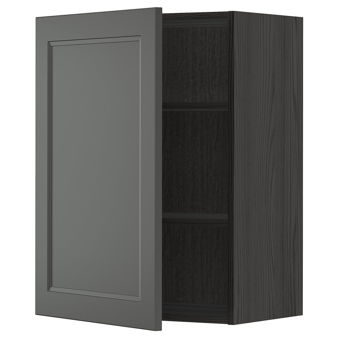 METOD Wall cabinet with shelves - black, Axstad dark grey ...