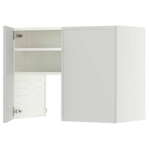 METOD Wall cb f extr hood w shlf/door, white/Aspudden light grey, 80x60 cm