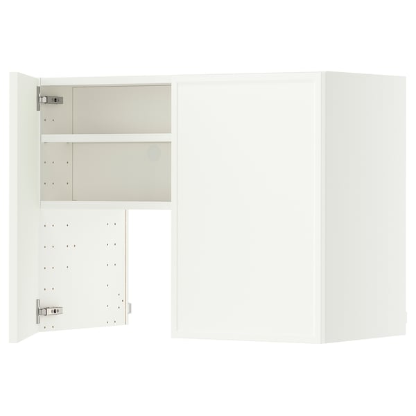 METOD Wall cb f extr hood w shlf/door, white/Aspudden matt white, 80x60 cm