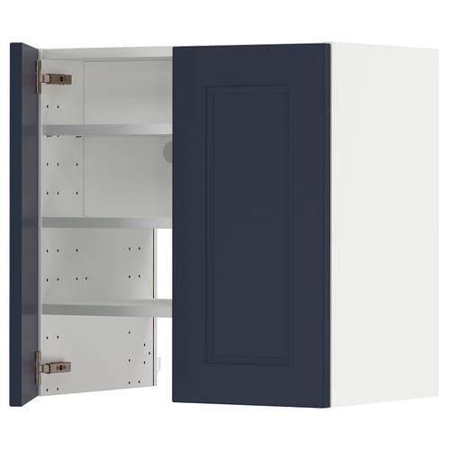 Blue kitchen cabinet, 3 shelves.