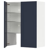 METOD Wall cb f extr hood w shlf/door, white Axstad/matt blue, 80x100 cm