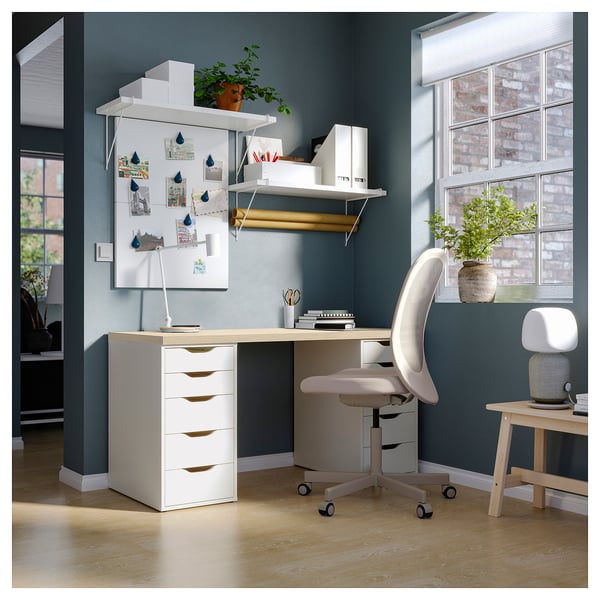 MITTCIRKEL / ALEX desk, lively pine effect white, 140x60 cm IKEA
