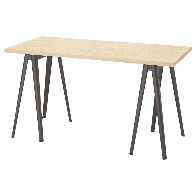 MITTCIRKEL / NÄRSPEL desk, lively pine effect/dark grey, 140x60 cm IKEA