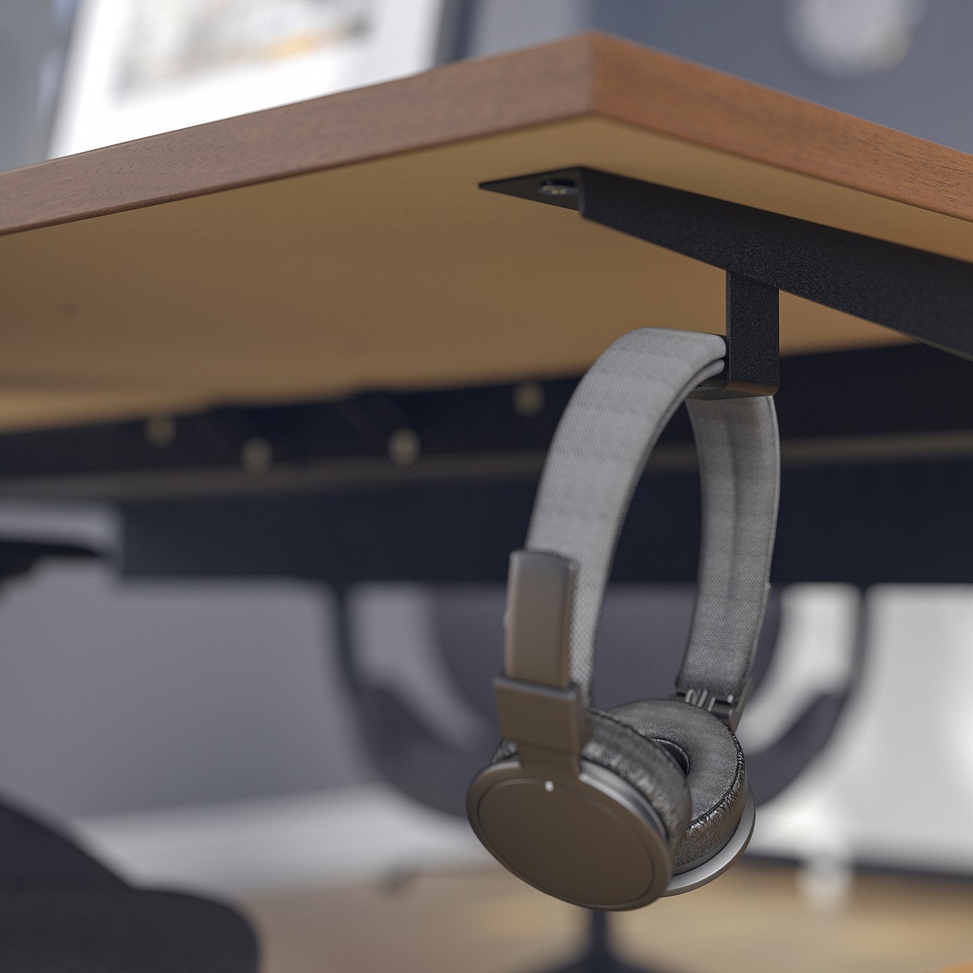 MITTZON Desk - walnut veneer/black 160x80 cm