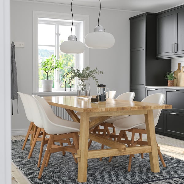 MÖCKELBY / FANBYN Table and 6 chairs, oak/oak white, 235x100 cm IKEA