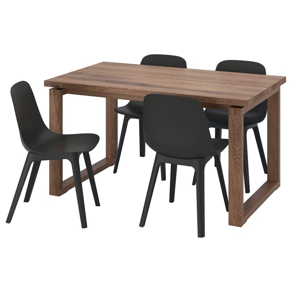 MÖRBYLÅNGA / ODGER oak veneer brown stained, anthracite, Table and 4