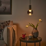 MOLNART LED bulb E27 150 lumen, tube-shaped open-top/grey clear glass, 120 mm