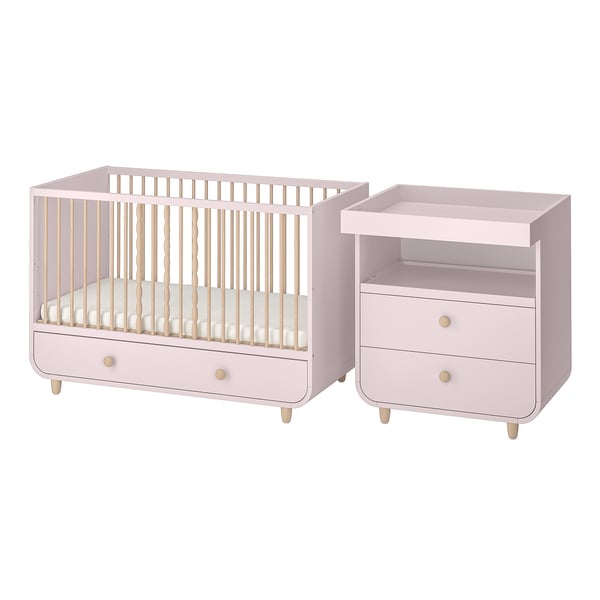MYLLRA 2piece baby furniture set, pale pink, 70x140 cm IKEA