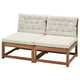 NÄMMARÖ 2-seat modular sofa, outdoor, light brown stained/Kuddarna beige