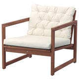 NÄMMARÖ Lounge chair, outdoor, light brown stained/Kuddarna beige