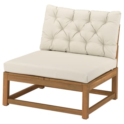 NÄMMARÖ Modular easy chair, light brown stained outdoor/Kuddarna light grey-beige, 81 cm