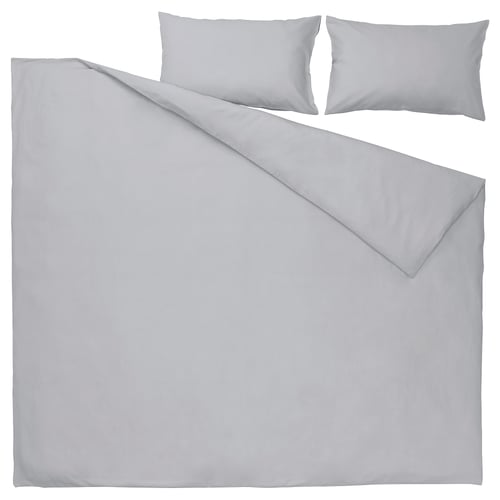 NATTSVÄRMARE Light Grey Double Duvet Cover and Pillowcase Set IKEA
