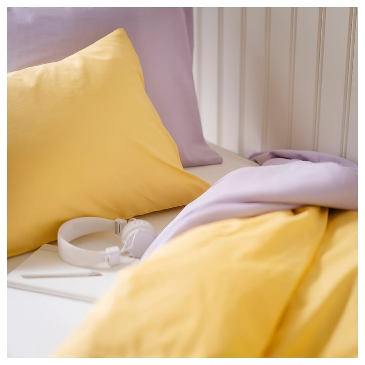 NATTSVÄRMARE Yellow Double Duvet Cover and Pillowcase Set IKEA