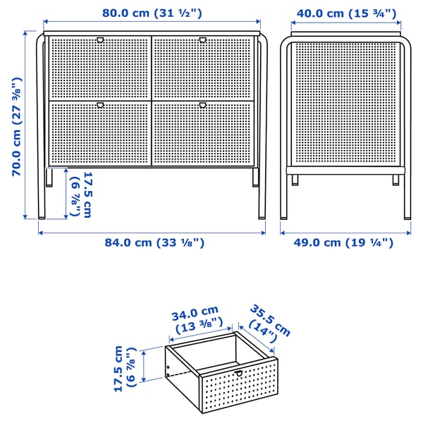NIKKEBY greygreen, Chest of 4 drawers, 84x70 cm IKEA