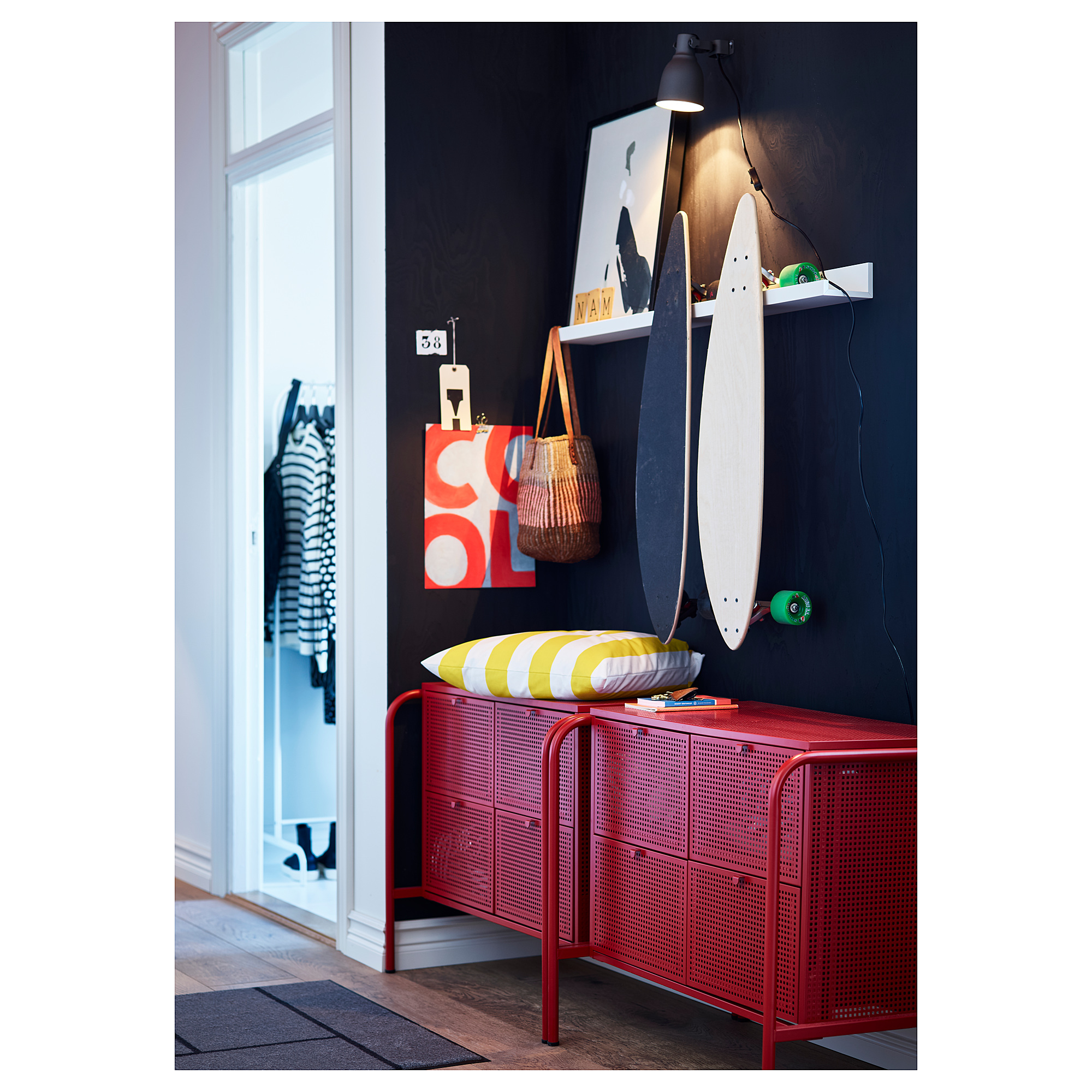 NIKKEBY red, Chest of 4 drawers, 84x70 cm IKEA