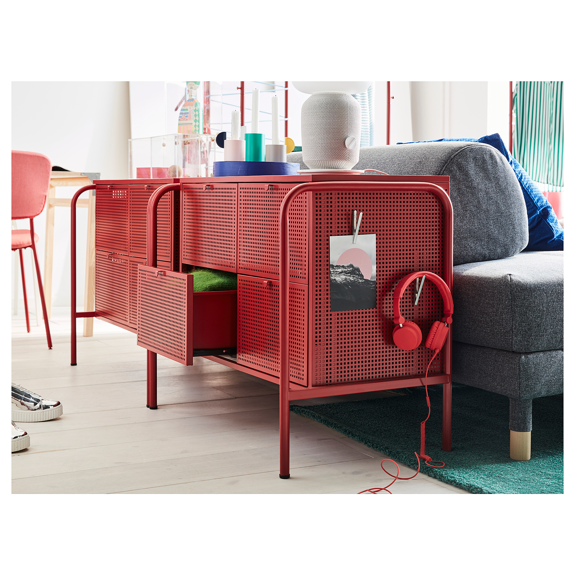 NIKKEBY red, Chest of 4 drawers, 84x70 cm IKEA