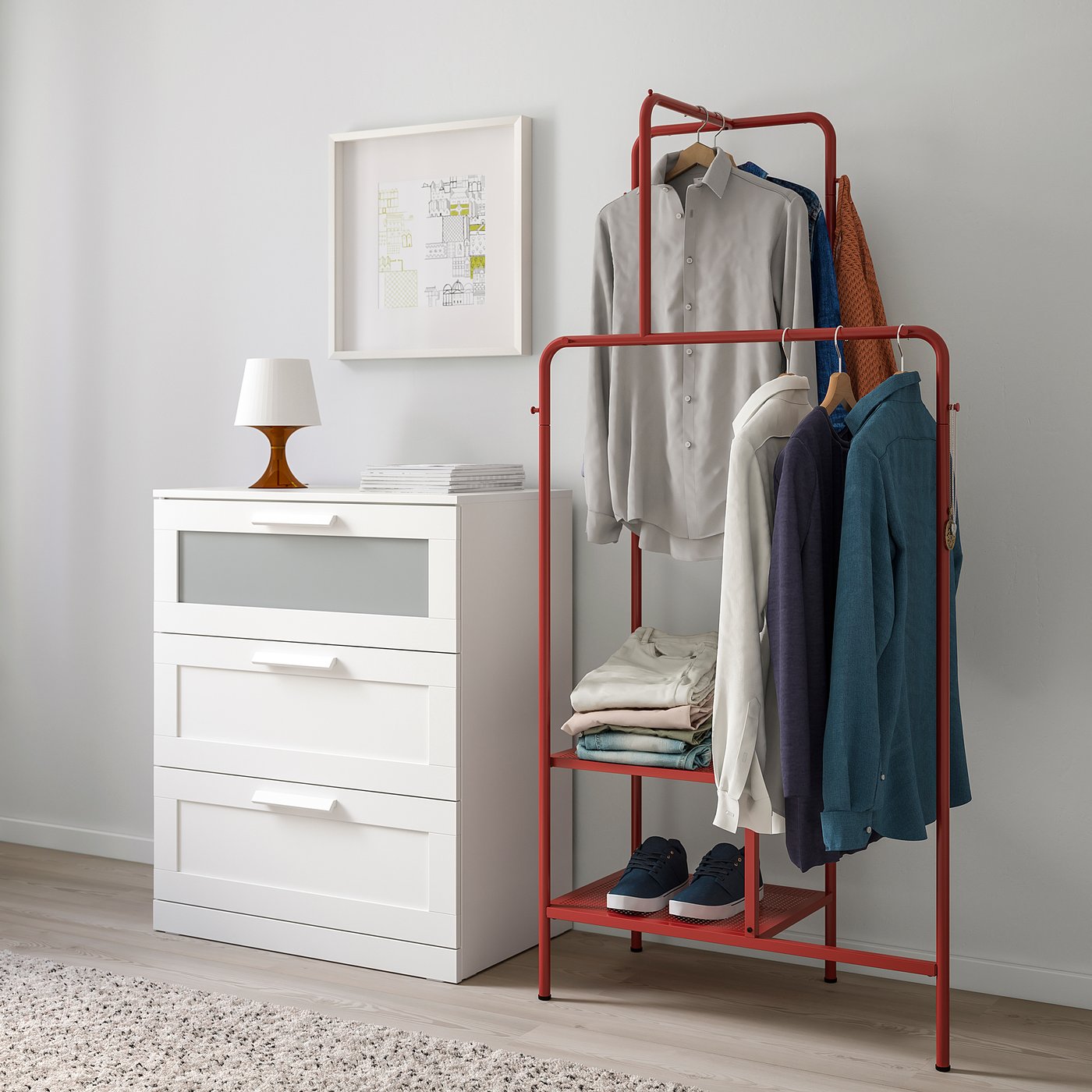 NIKKEBY red, Clothes rack, 80x170 cm IKEA