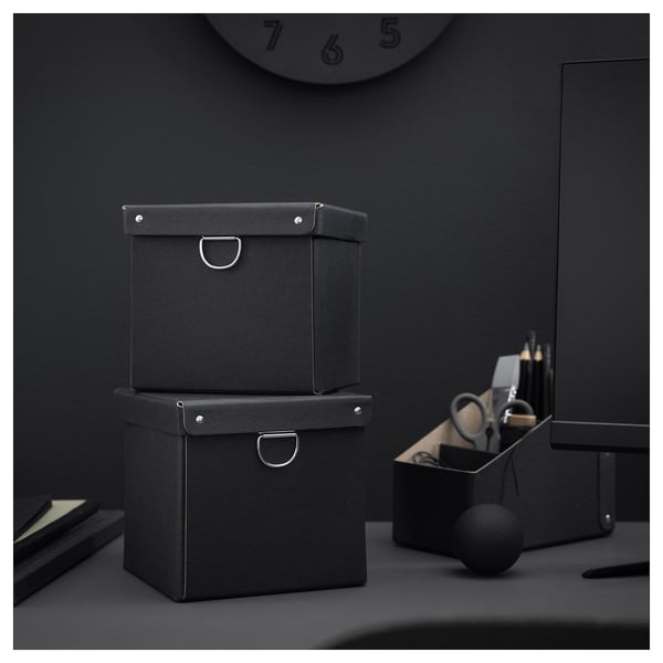 NIMM Storage box with lid, black, 16.5x16.5x15 cm