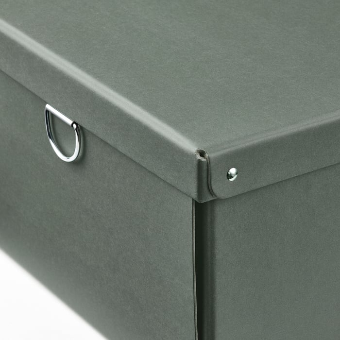 NIMM Storage box with lid, greygreen, 25x35x15 cm IKEA