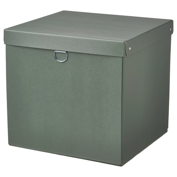 NIMM Storage box with lid, greygreen, 32x30x30 cm IKEA