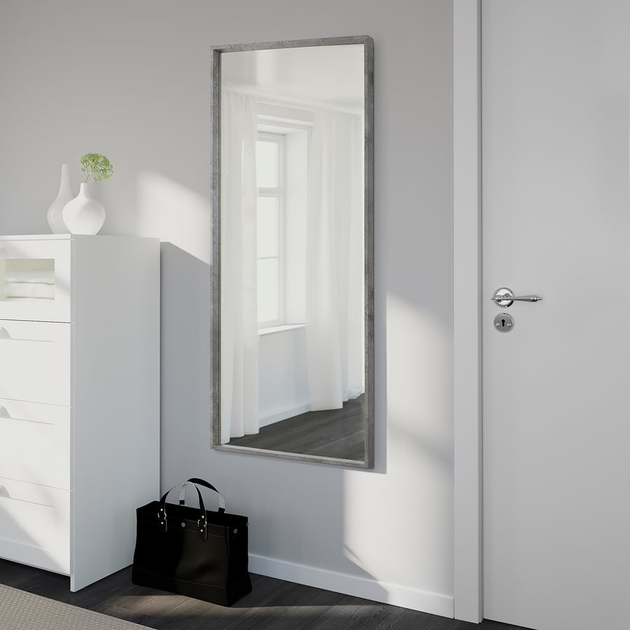 NISSEDAL Mirror, concrete effect, 65x150 cm IKEA