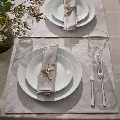 NISSÖGA Place mat, white/grey, 45x35 cm