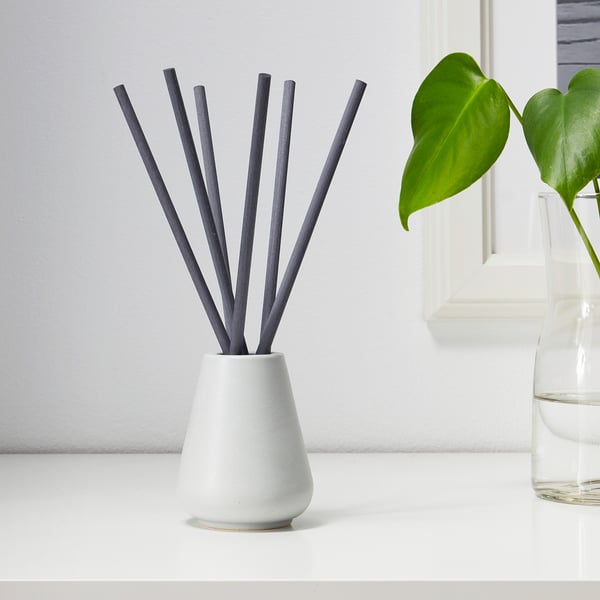 Njutning Vase And 6 Scented Sticks Blossoming Bergamot Grey Ikea