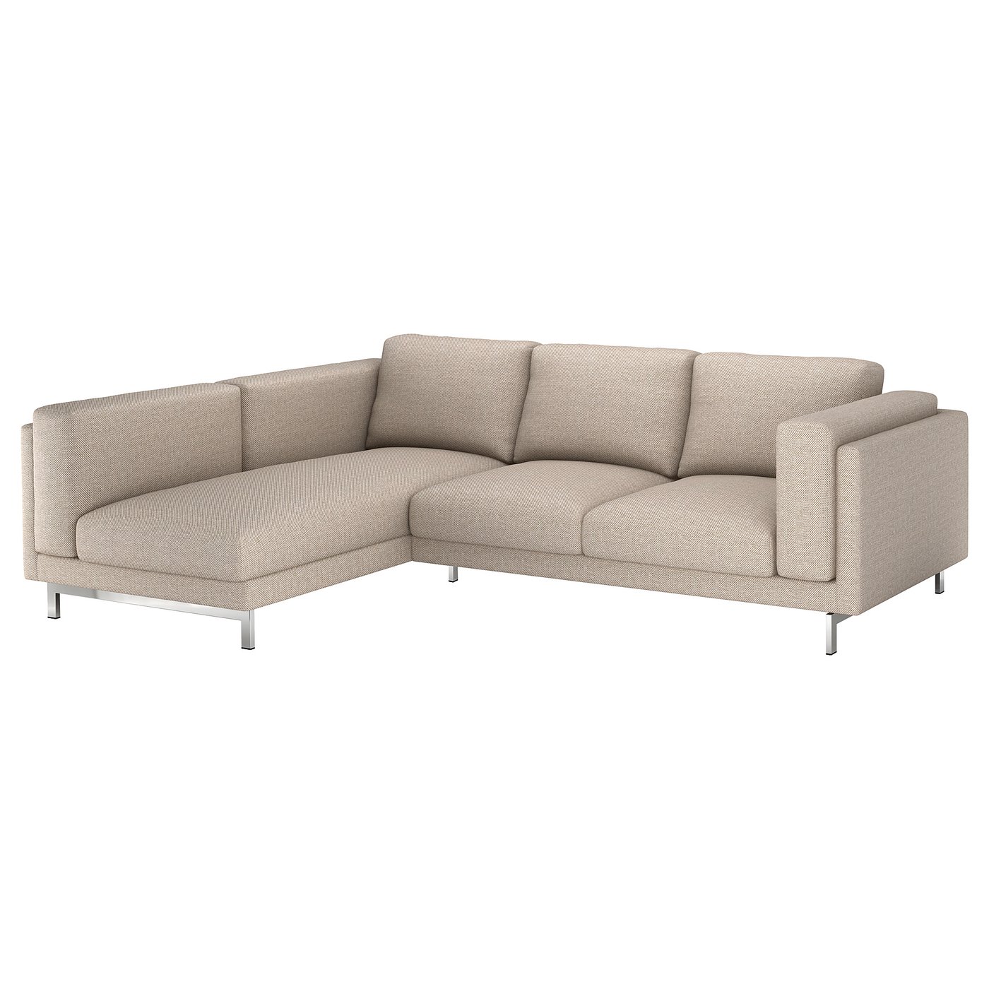 NOCKEBY Cover for 3seat sofa With chaise longue, left/lejde dark beige
